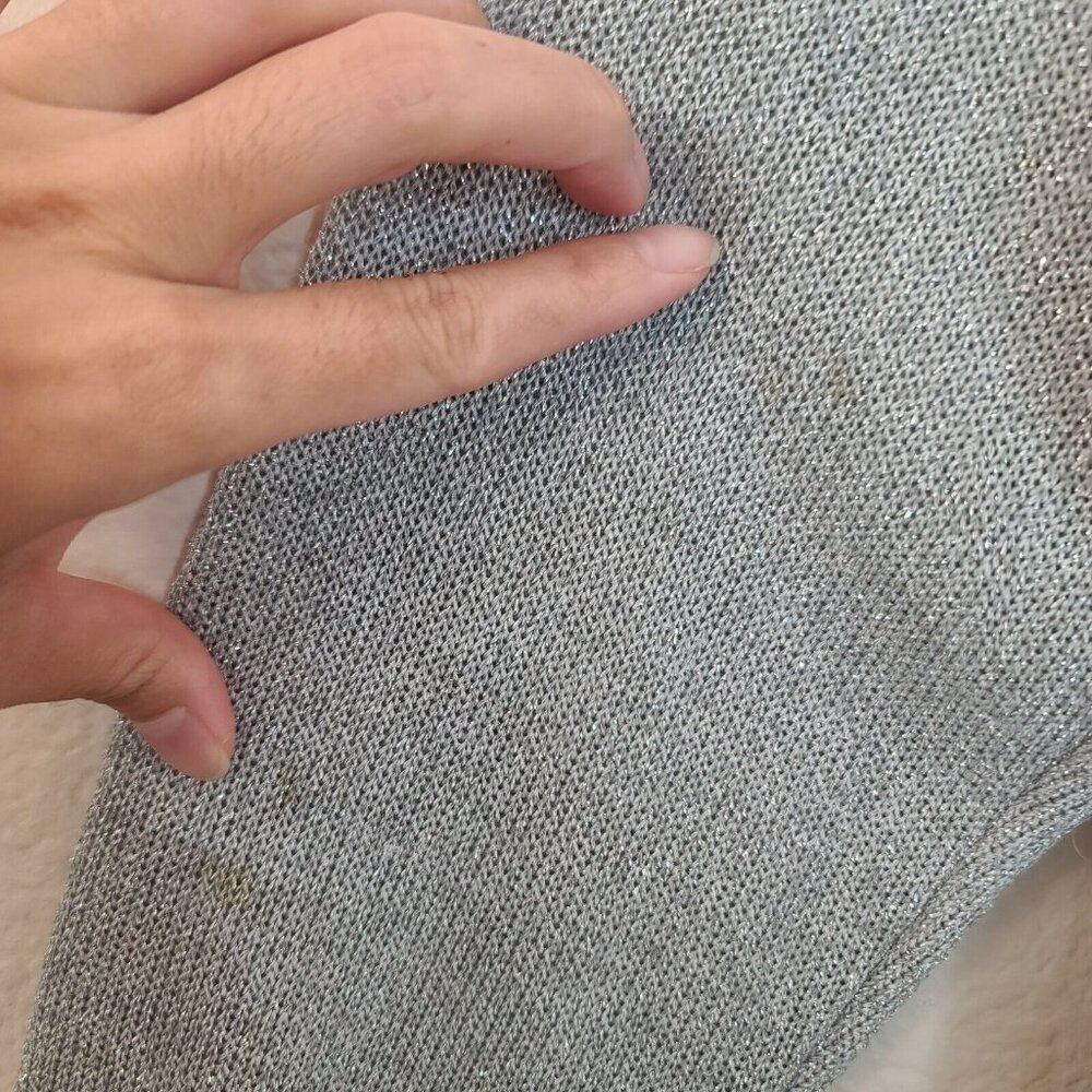 Divided H&M Sweater Womens Medium Gray Metallic Slouchy Sleeve Hooded Casual - Picture 4 of 12